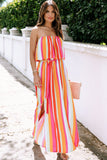 Overlay Strapless Maxi Dress with Slits