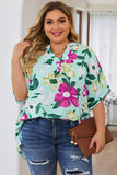 Flower Print Chest Pocket V Neck Blouse