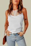 Strappy Mesh Splicing Ribbed Tank Top