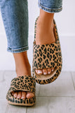 Pink Leopard Print Thick Sole Slip On Slippers