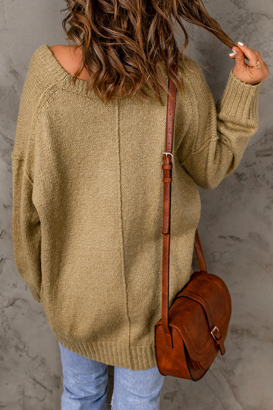 Ribbed Trim Oversize Sweater