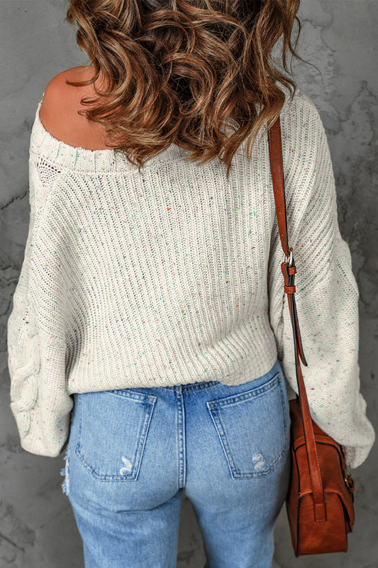 Multicolor Pilling Detail Pullover Sweater