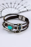 Bracelet multicouche en faux cuir turquoise