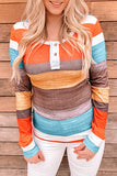 Multicolor Knit Button Notched Neck Top