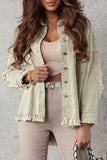 Distressed Fringe Trim Denim Jacket