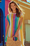 Stripe Tasseled Crochet Beach Cover Up