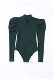 Puff Sleeve Keyhole Back Ribbed Knit Bodysuit