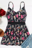 Lace Contrast Floral Peplum Tank Top