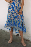 Smocked Waist Boho Floral Maxi Skirt