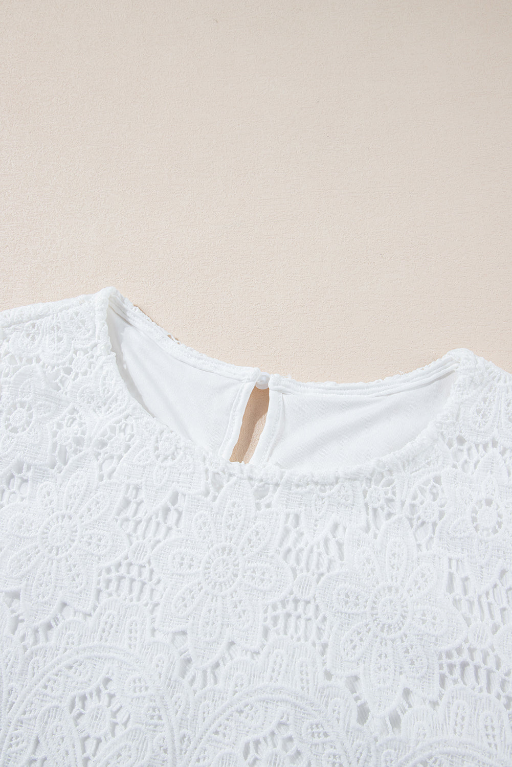 White Crochet Lace Short Sleeve Blouse