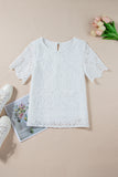 White Crochet Lace Short Sleeve Blouse