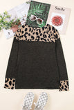 Leopard Contrast Trim Knit Top