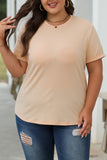 Khaki Casual Plain Crew Neck Tee