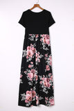 Contrast Floral Empire Waist Maxi Dress