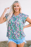 Floral Print Ruffled Short Sleeve Babydoll Top