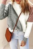 Colorblock Ribbed Trim Round Neck Sweater