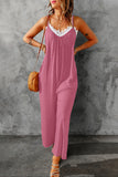 Spaghetti Straps Wide Leg Pocketed Jumpsuits