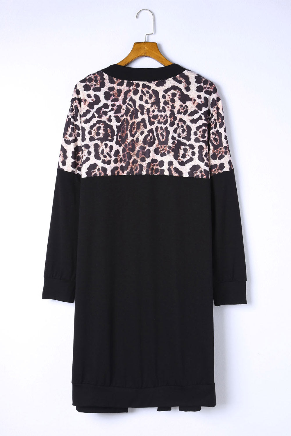 Black Leopard Detail Plus Size Cardigan