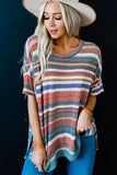 Striped Loose T-shirt with Slits