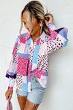 Mixed Print Button Front Cuffed Sleeve Shirt