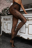 Swirling Rose EmbroideryÂ Sheer Fishnet Tights