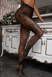 Swirling Rose EmbroideryÂ Sheer Fishnet Tights