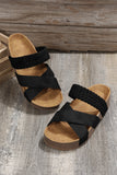 Braided Detail Criss Cross Platform Slippers