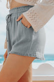 Drawstring Frayed Edge Pocketed Shorts