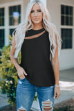 Slash Cutout Cap Sleeve T Shirt