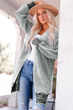 Gray Textured Knit Pocketed Duster Cardigan