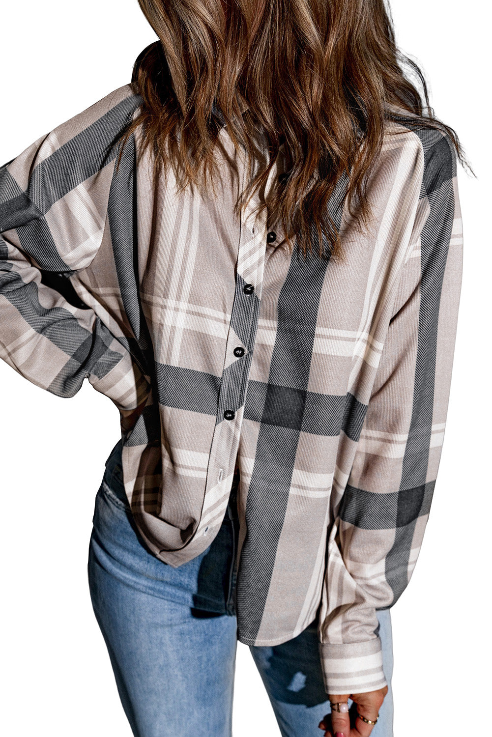 High Low Brushed Plaid Oversize Shacket