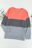 Sweat-shirt Gris à Col Rond Colorblock Grande Taille