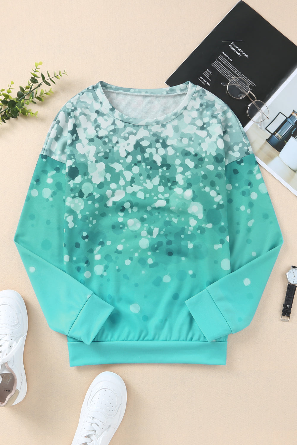 Bleached Splatter Gradient Long Sleeve Sweatshirt