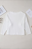 Waffle Knit Eyelet Long Sleeve Blouse