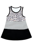 Leopard Striped Color Block Casual Tank Top