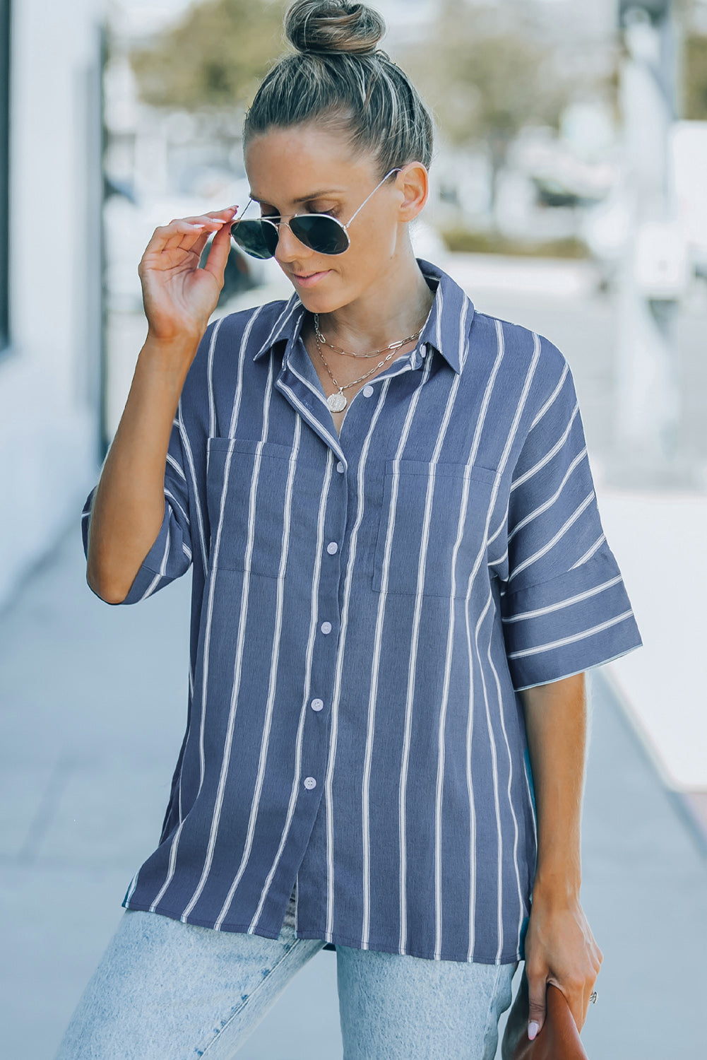 Pocketed Striped Shirt