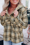 Plaid Button Neck Pocketed Pullover Hoodie