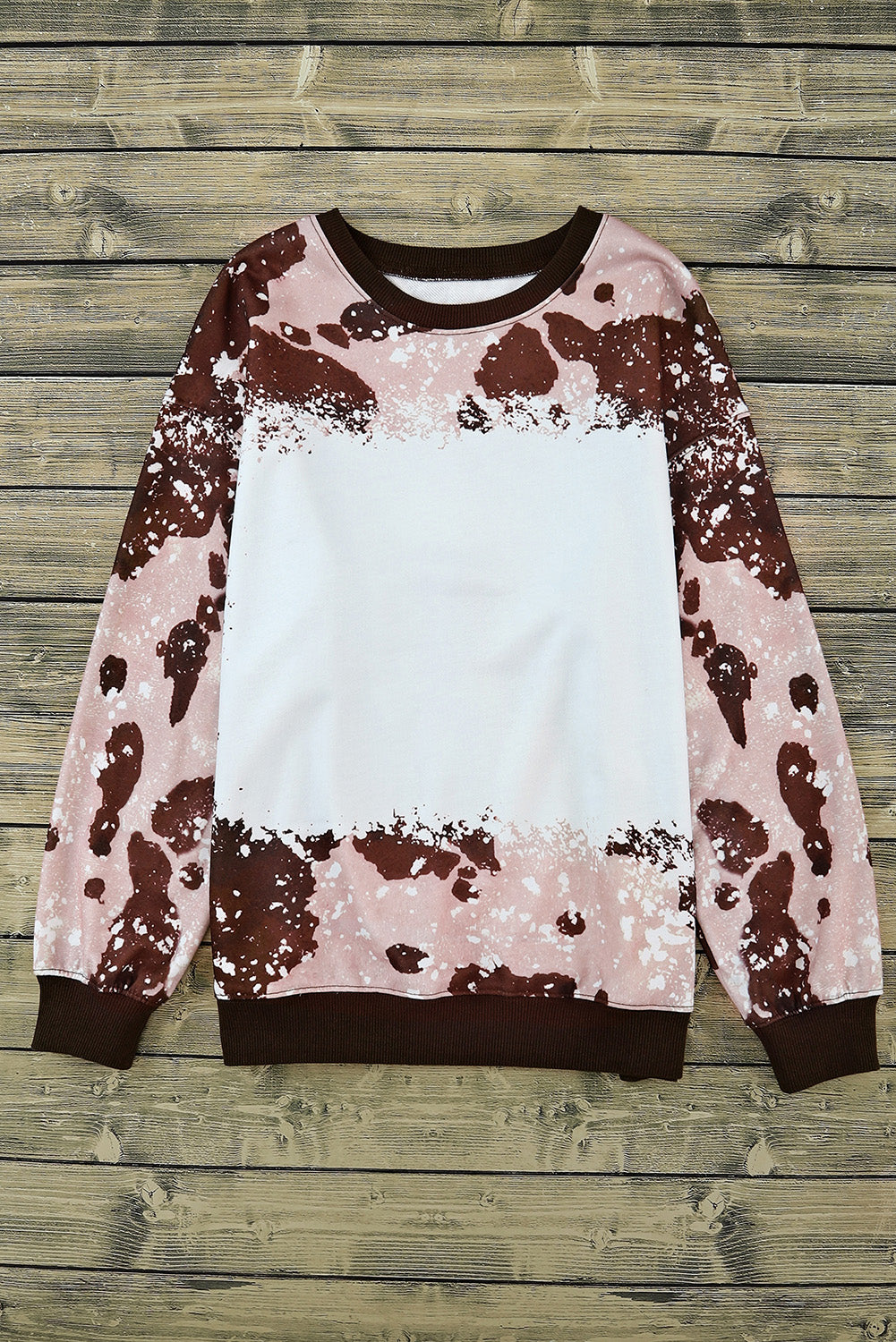 Bleached Tie Dye Leopard Print Long Sleeve Top