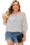 Blouse à Epaules Dénudées Cheetah à Pois de Grande Taille