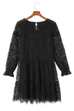 Lace Splicing Long Sleeve Mini Dress