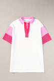 White Stripe Colorblock Patchwork Short Sleeve T Shirt Dress