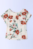 T-shirt Beige à Imprimé Floral Grande Taille