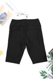 Solid Side Pockets High Waist Swim Shorts