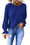 Crew Neck Ruffle Bubble Sleeve Top