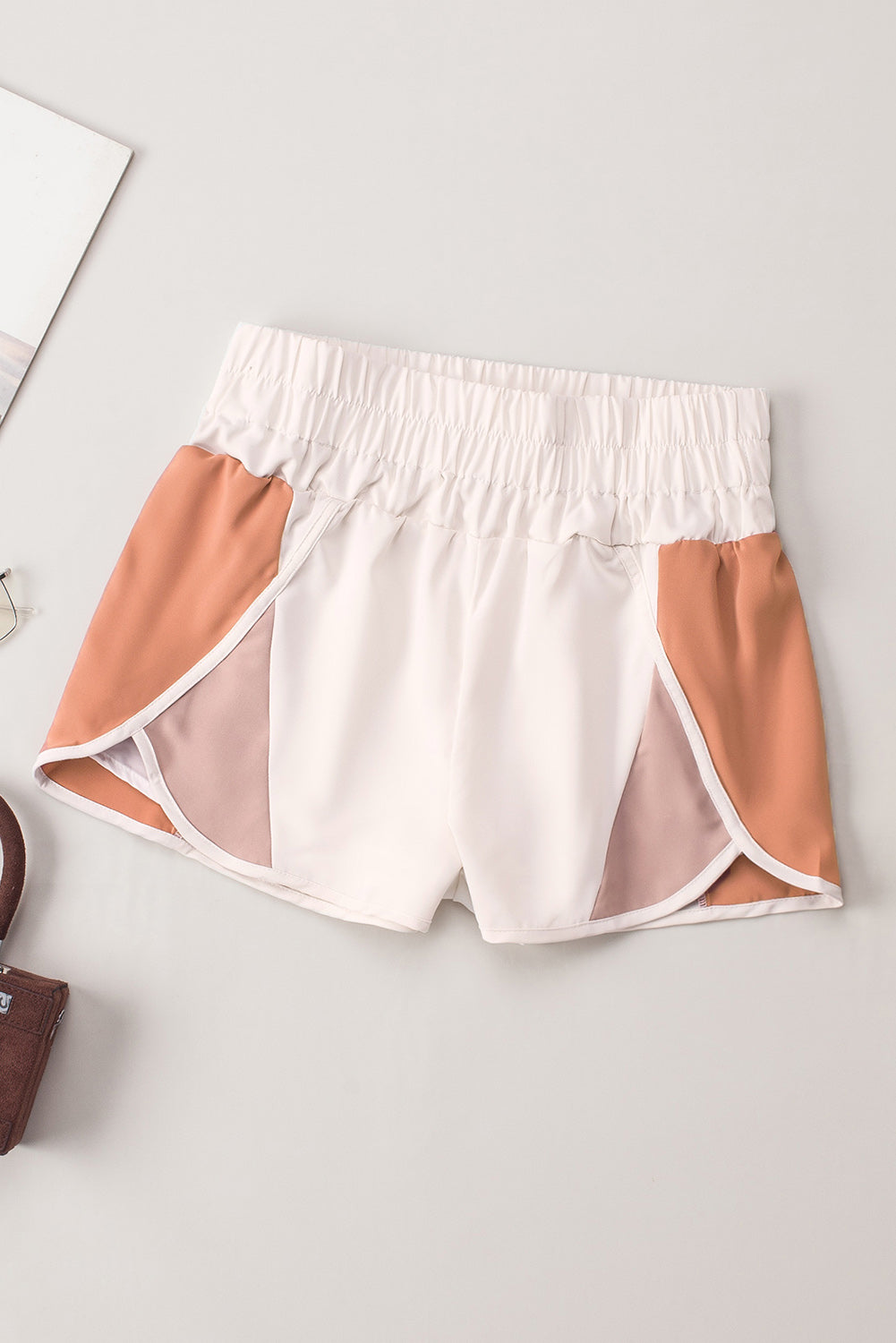 Color Block Split High Waist Shorts