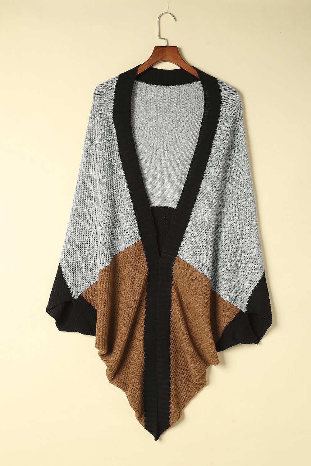 Gray Neutral Colorblock Drapey Cardigan