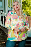 Plus Size Abstract Print Loose Tunic Shirt