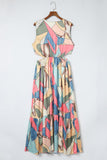 Abstract Print O-ring Cut out Long Sleeve Maxi Dress