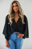 V Neck Flared Sleeves Crop Top