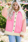 Color Block Patchwork High Low Fleece Shacket